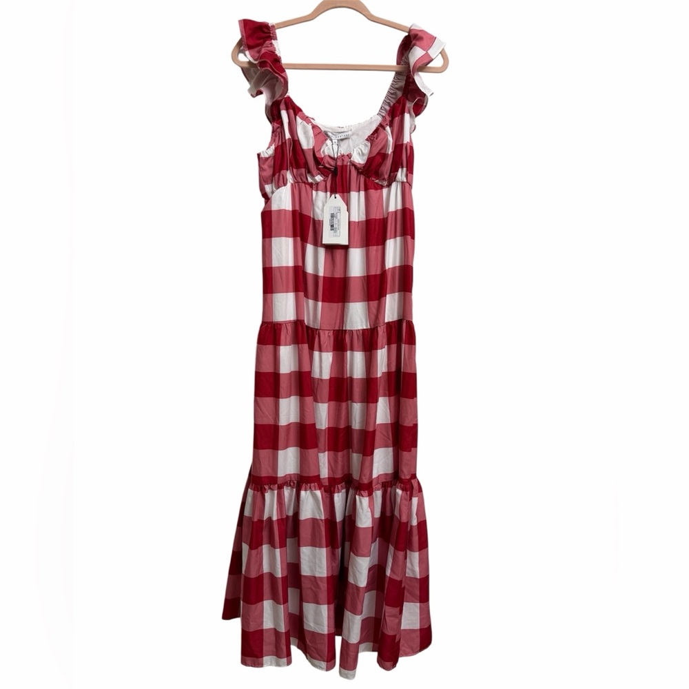 English Factory Red/Pink/White Maxi Dress, size S